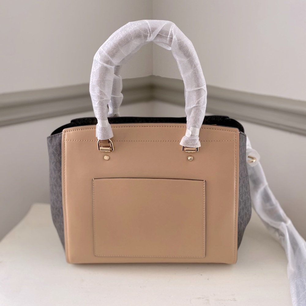 NWT Michael Kors Benning Brown Leather Satchel